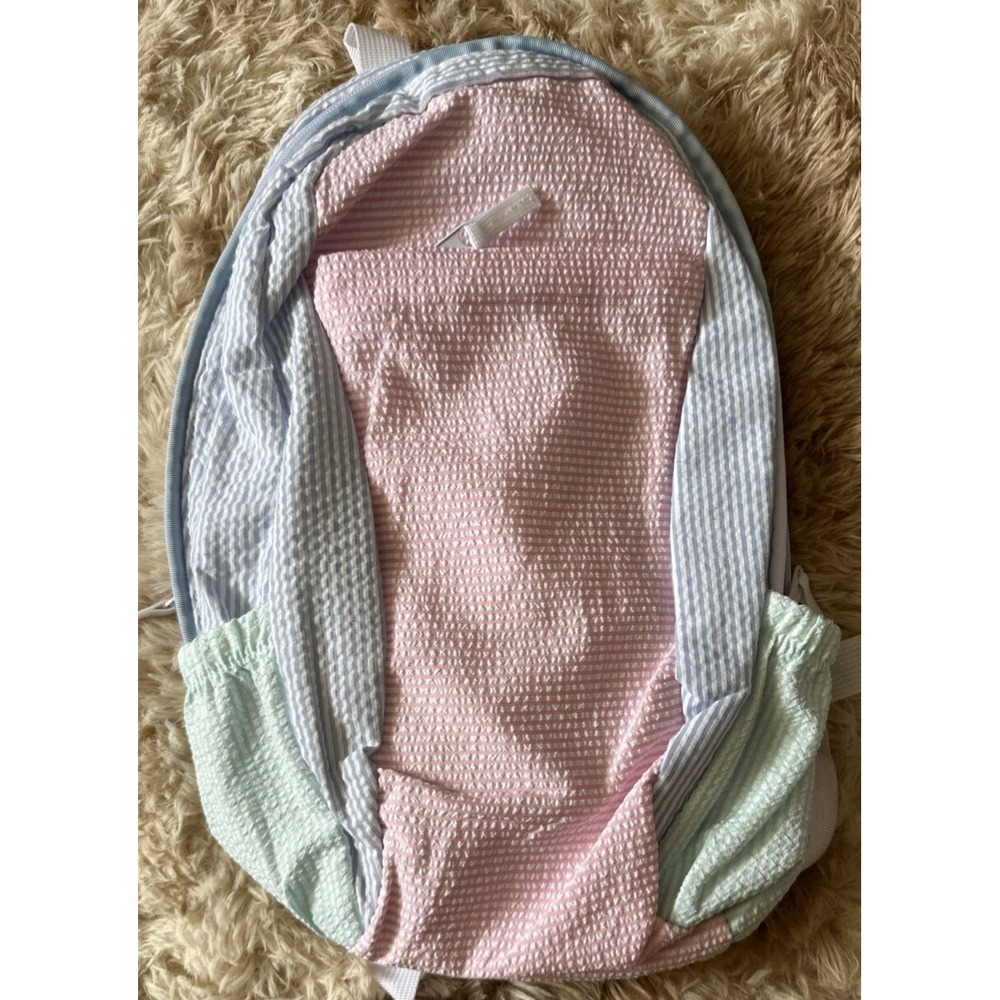 Seersucker Pastel Multicolor Striped Backpack Cottagecore Small